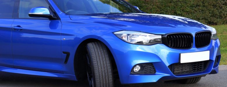 Blue sports car - spot free clean