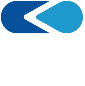A blue logo featuring a curved, pointed shape on the left and a glossy water droplet on the right, both arranged horizontally against a white background—ideal for brands specializing in water conditioning or water softeners.